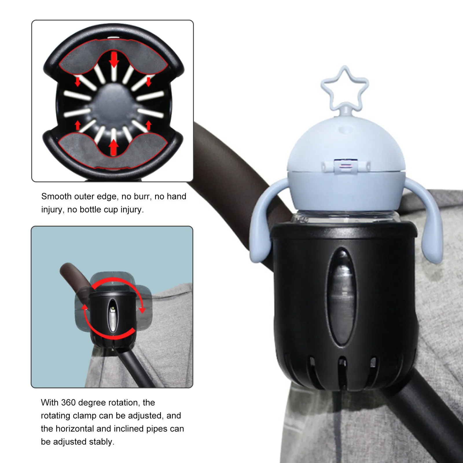 Baby Stroller Accessories Water Bottle Holder Universal 360 Rotatable Cart Bottle Rack Stroller Bicycle Wheelchair Cup Holder view 3