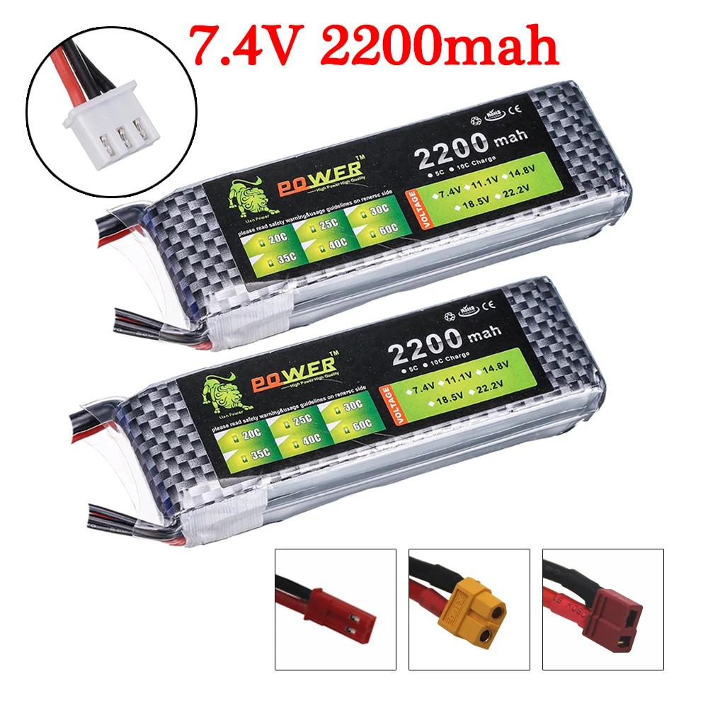 

LION POWER 2S 7.4v 2200mAh 35C LiPo Battery XT60/T/JST Plug For RC Toys Car Airplane Helicopter 7.4v Rechargeable Lipo Battery