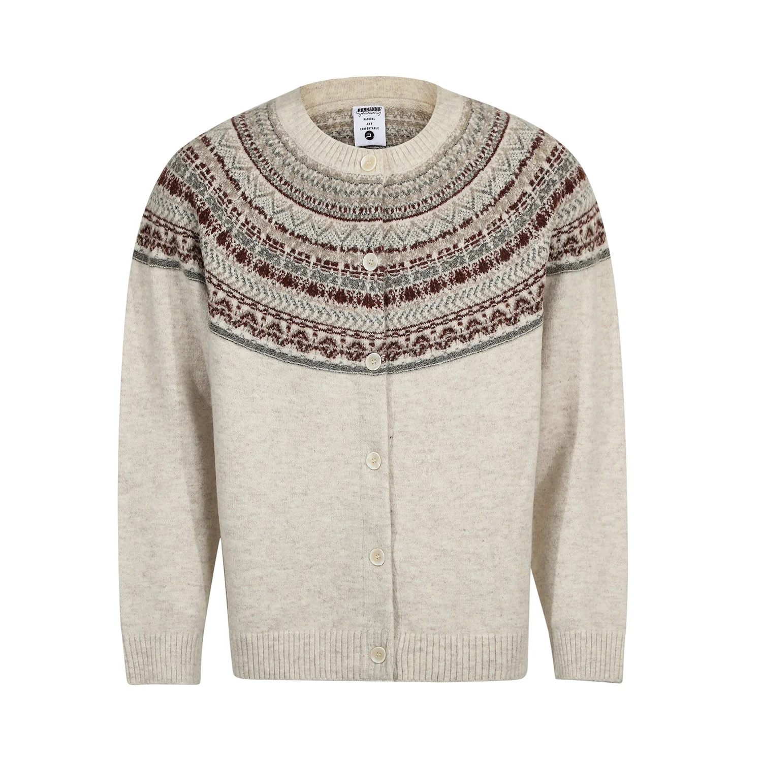 

GXFortune Island Knitted Sweater Autumn Aosphere Loose Couple Lazy Open Cardigan Sweater Medium Gauge Long Sve round Ne