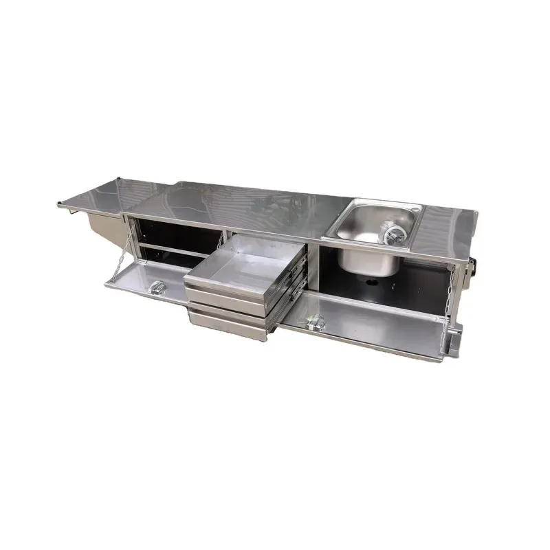 Stainless Steel Slide Out Kitchen for Caravan RV Camping Trailer with 2 Drawers and Sink