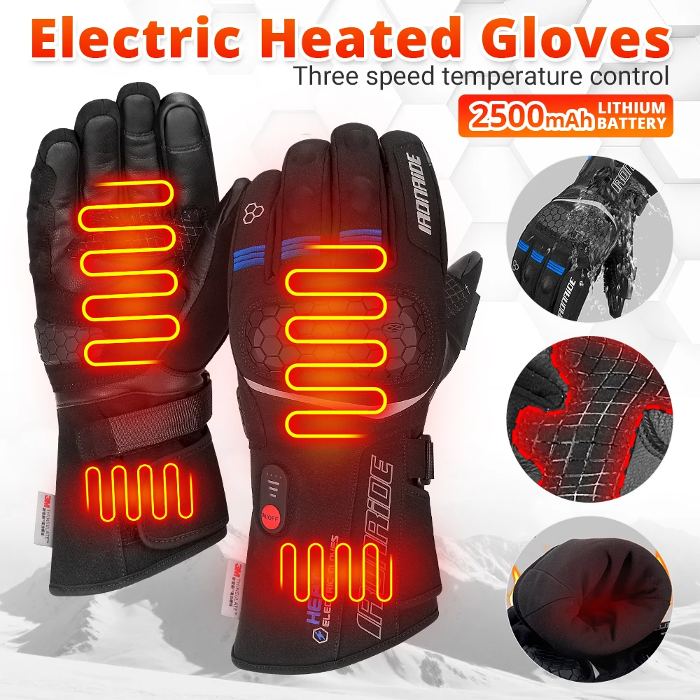 

USB Rechargeable Electric Heated Gloves Waterproof Touchscreen Thermal Gloves Heated Motorcycle Bicycle Ski Warm Gloves