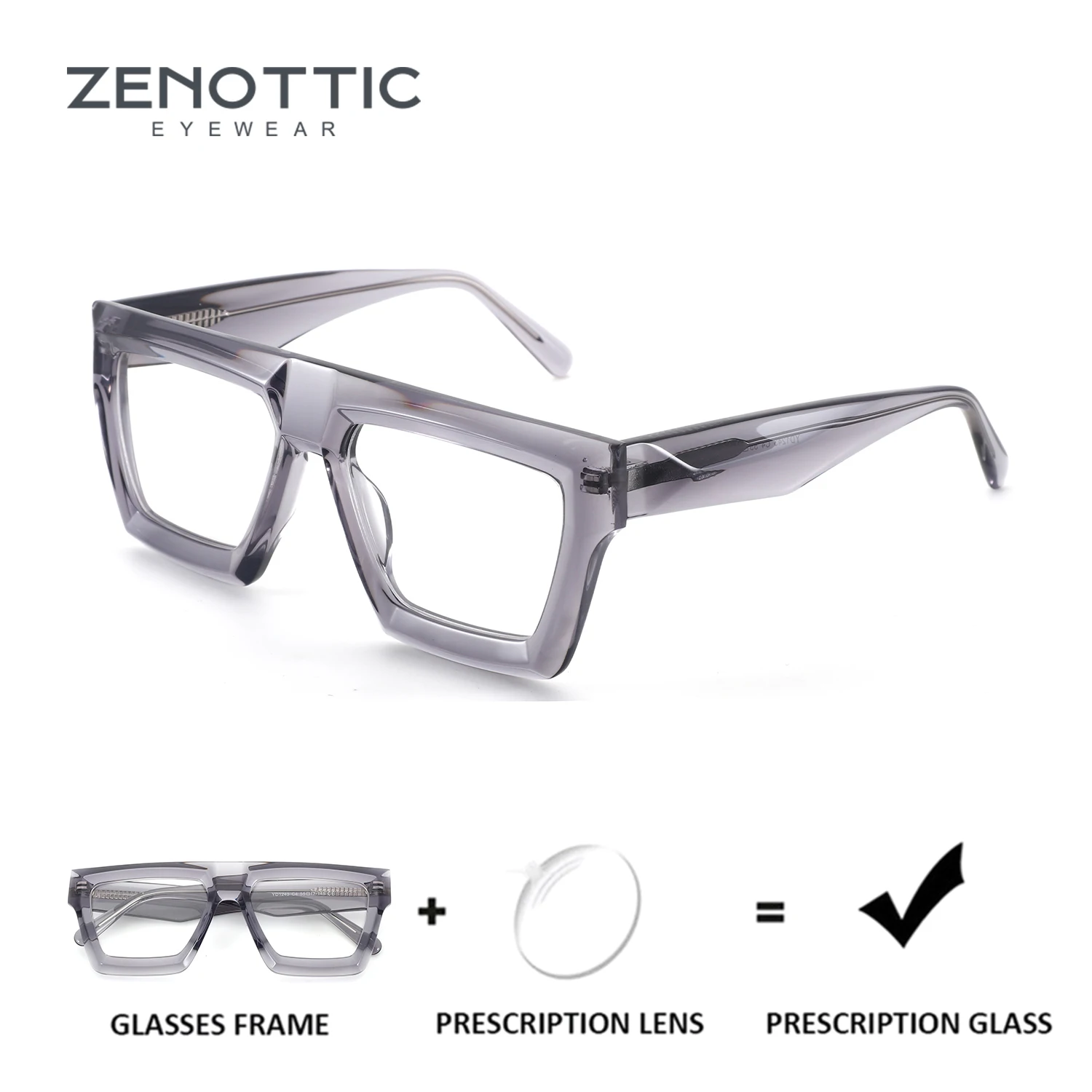 

ZENOTTIC (размер M), модные ацетатные прямоугольные очки по рецепту для мужчин, фотохромные оптические очки с защитой от синего света