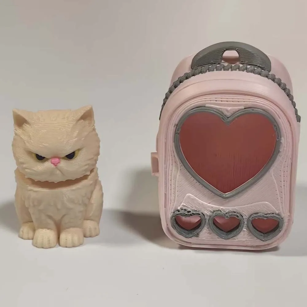 PLA 3D Printed Keychain Vibrant Shades Lightweight Build Trendy Bag Charm Vivid Rigid Shell Micro Kitten Bag Trendy Youth