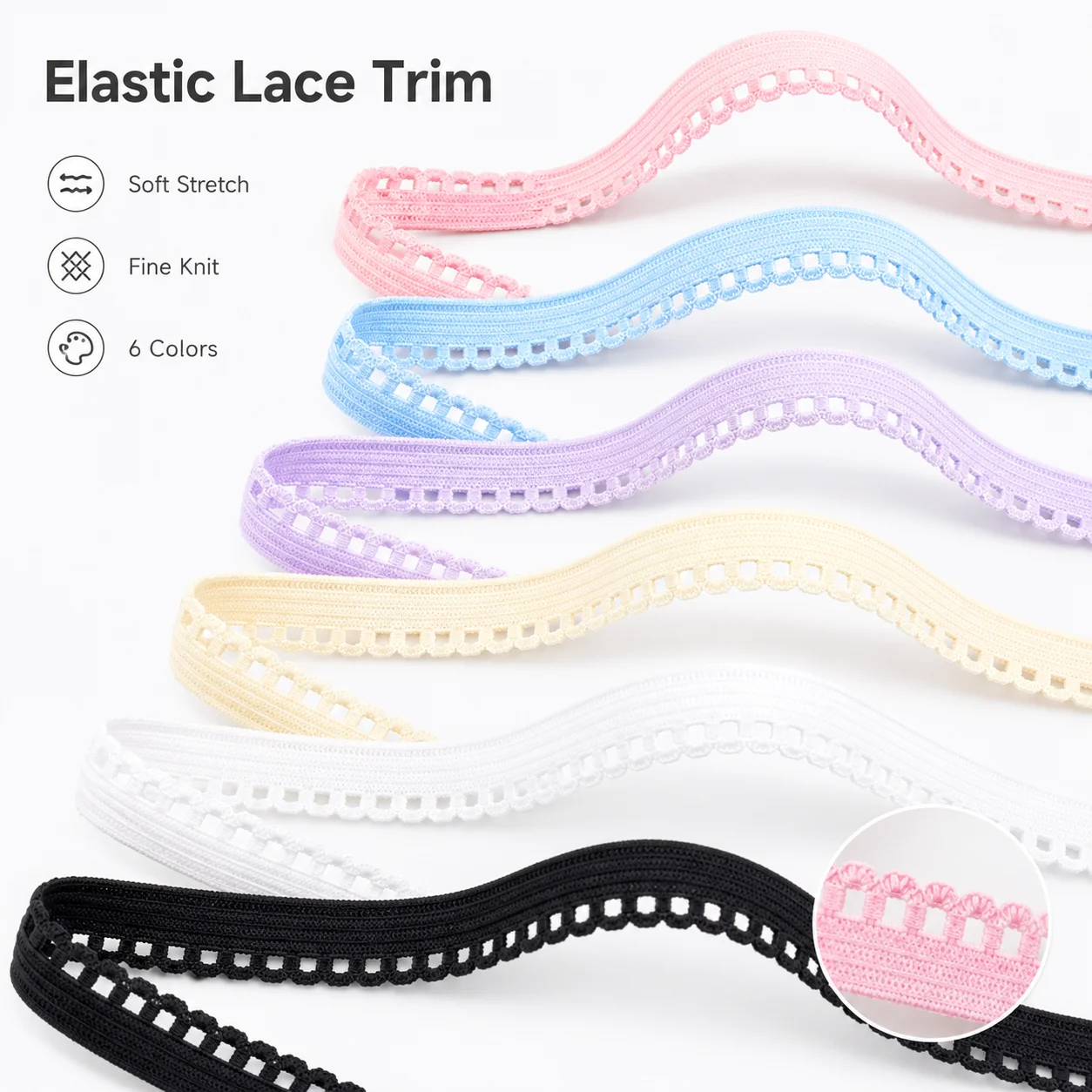 

30/40M 10mm Lace Edge Elastic Band Bra Strap Shoulder Rubber Bands Underwear Stretch Tape Decor Ribbons DIY Sewing Accessories