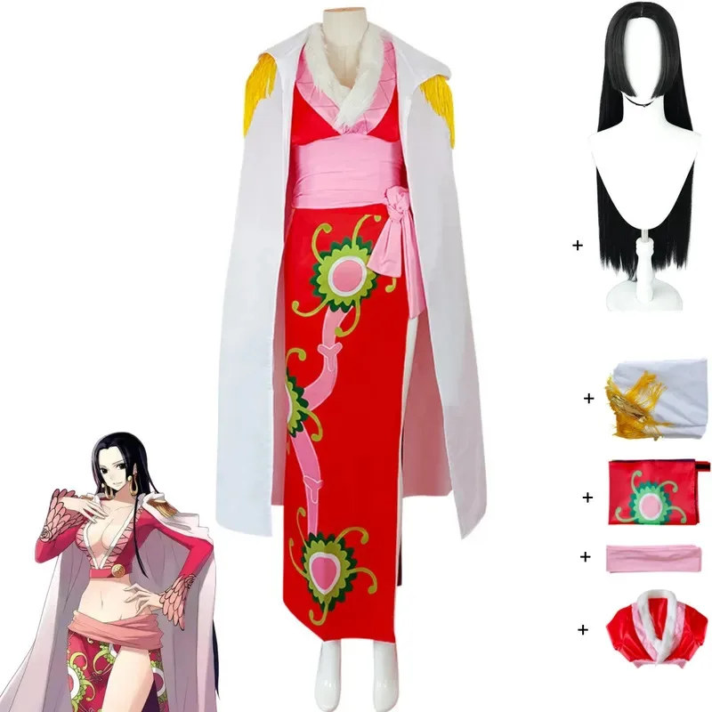 Anime Boa Hancock cosplay disfraz Oka Shichibukai reina pirata cheongsam capa peluca mujer sexy carnaval Halloween conjunto