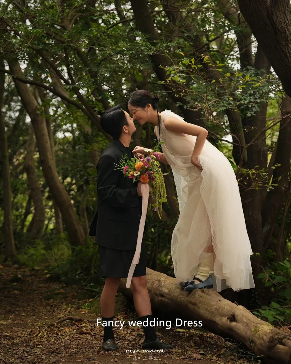 Vestido de novia de tul suave para mujeres embarazadas, vestido de fiesta Formal de Noche, Vestidos de fiesta de graduación, cuello redondo, fantasía de hadas, Corea