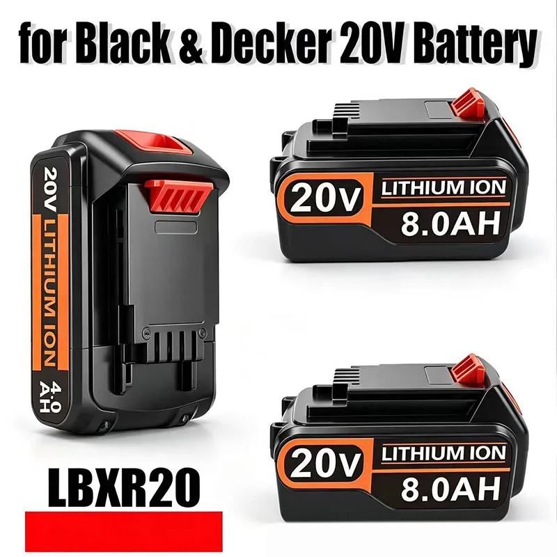 3.0mAh 4.0mAh 6.0mAh 8.0mAh  20V Lithium Battery Pack Fit Black and Decker LBXR2020 LB2X4020 Cordless Leaf Blower Chainsaw Drill