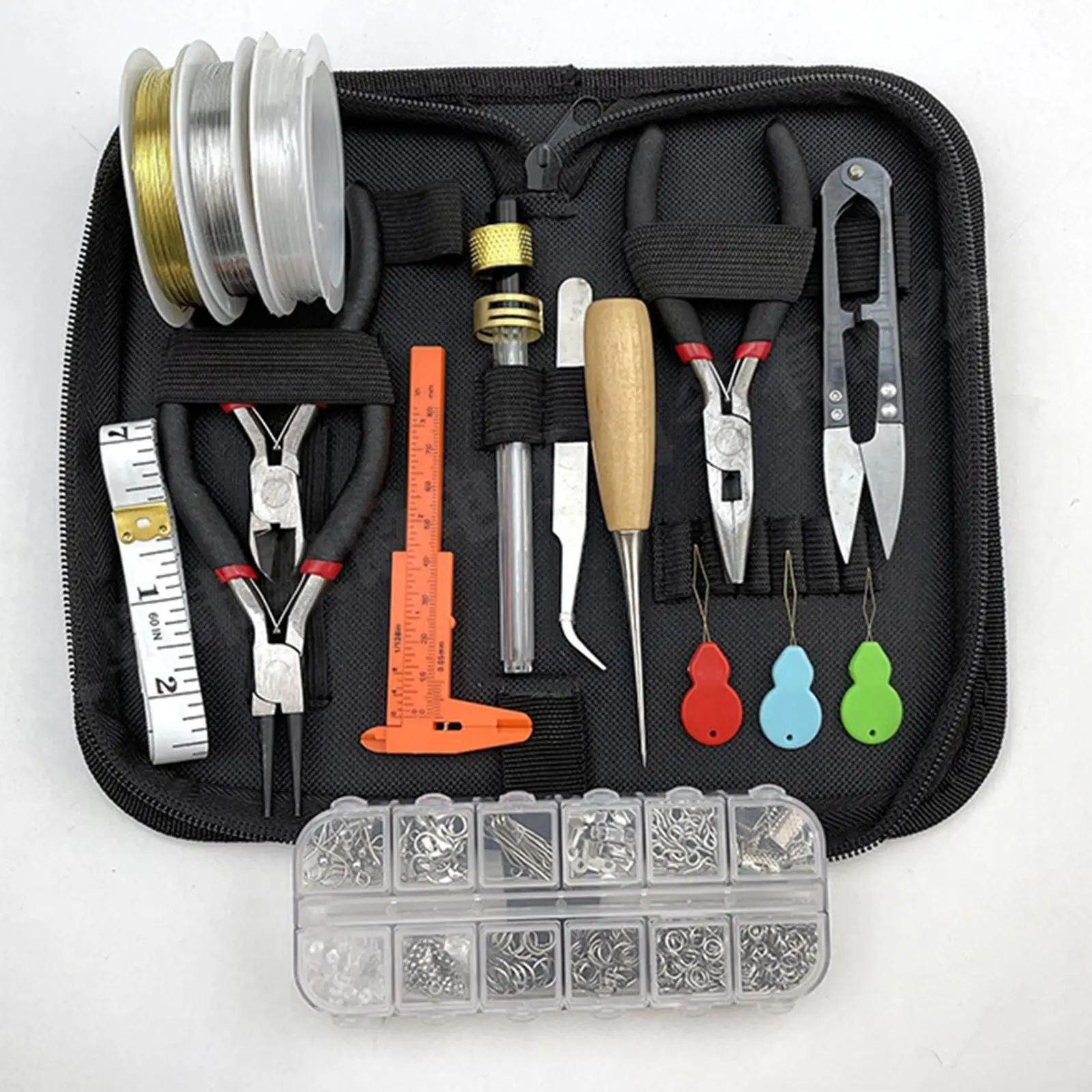 ジュエリー製作用品-ビーズワイヤー-ジャンプリング-オープナー-アワール-ジュエリープライヤー-手作りdiy-大人向けクラフト-収納ケース付き