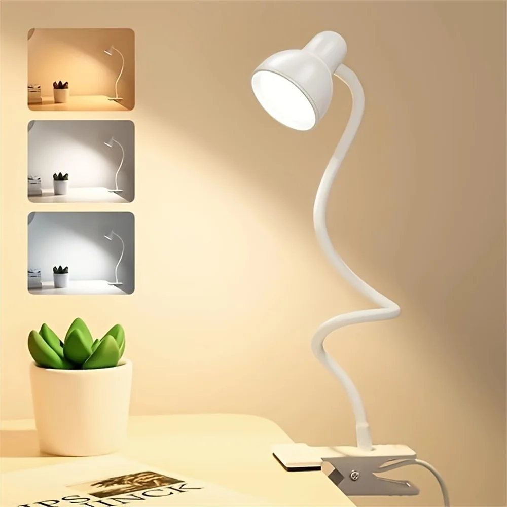 LED Desk Lamp Clip Reading Light Adjustable Brightness Book Light Room Book Lamp Study Read Lamp Flexsible Reading Night Light