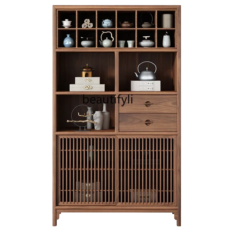 

ssK178 ss25A Bogu Shelf Shelf North American Black Walnut Display Storage Tea Room Side Cabinet