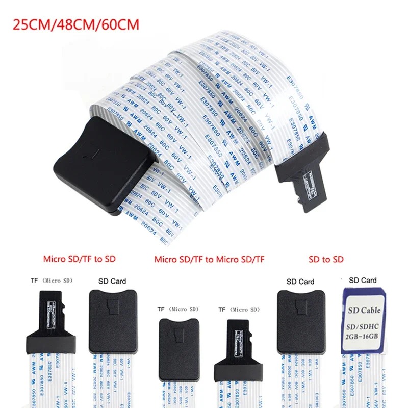 TF SD To Micro SD TF Card Flex Extension Cable Extender Adapter TF Zip Extension Cable Memory Card Extender Cord Linker