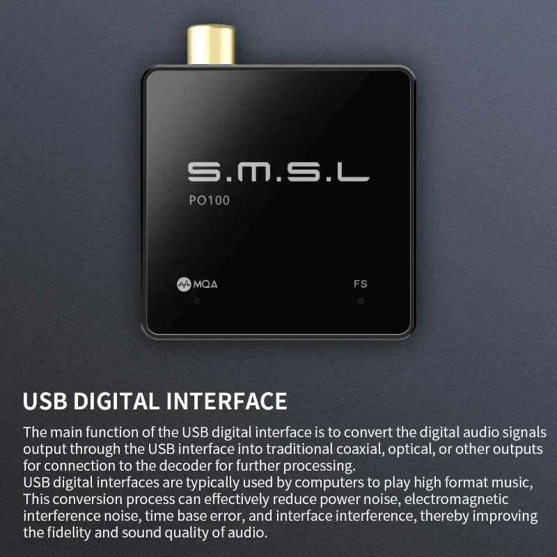 SMSL PO100 HiFi 2024 MQA Audio USB C DAC XMOS Digital Interface 44.1-192kHz DOP64 DSD Type-c To Optical Coaxial Decoder Softdog