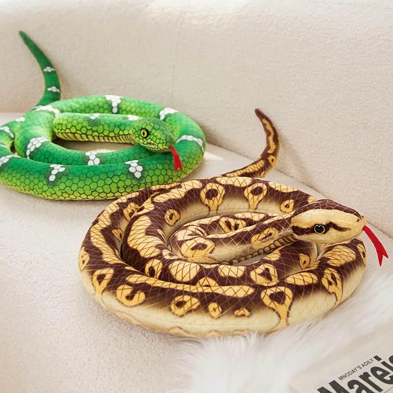 Realistic 190CM Rattlesnake Black Man Snake Bar Stuffed Plush Toys Funny Snake Doll Kids Mischievous Plush Dolls Festival Gifts