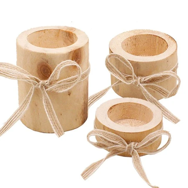 Romantische Party Handwerk Kerzenhalter Holz Kerzenhalter Set Wohnkultur mit Seil Geschenk Büro Atmosphäre Hochzeits dekoration