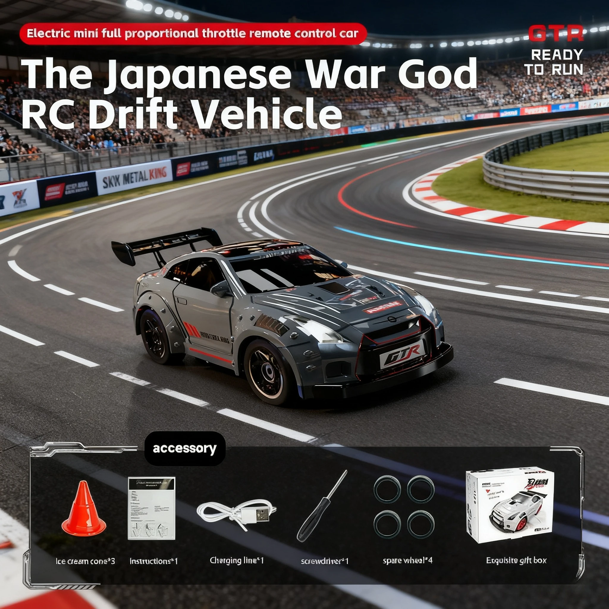 

【1/64 Scale 4WD Drift Car】2.4GHz Remote Control Desktop RC Vehicle for Kids and Collectors