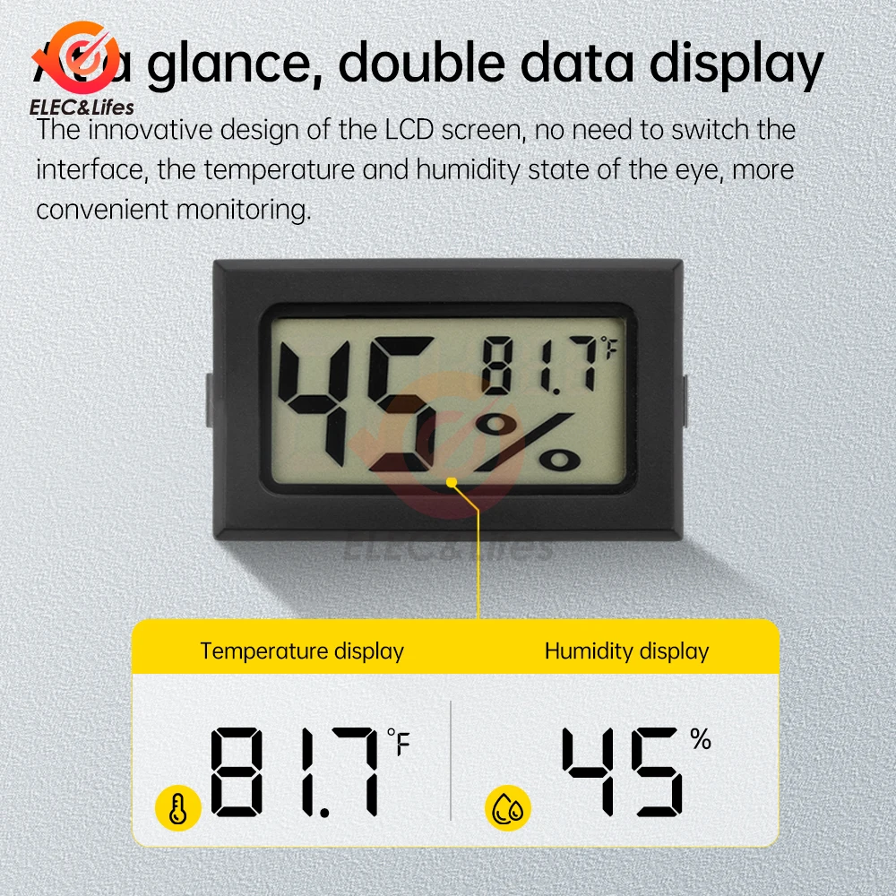 HM20 Mini Digital LCD Indoor conveniente sensore di temperatura misuratore di umidità termometro igrometro Gauge -20 ~ 60 ℃ con batteria