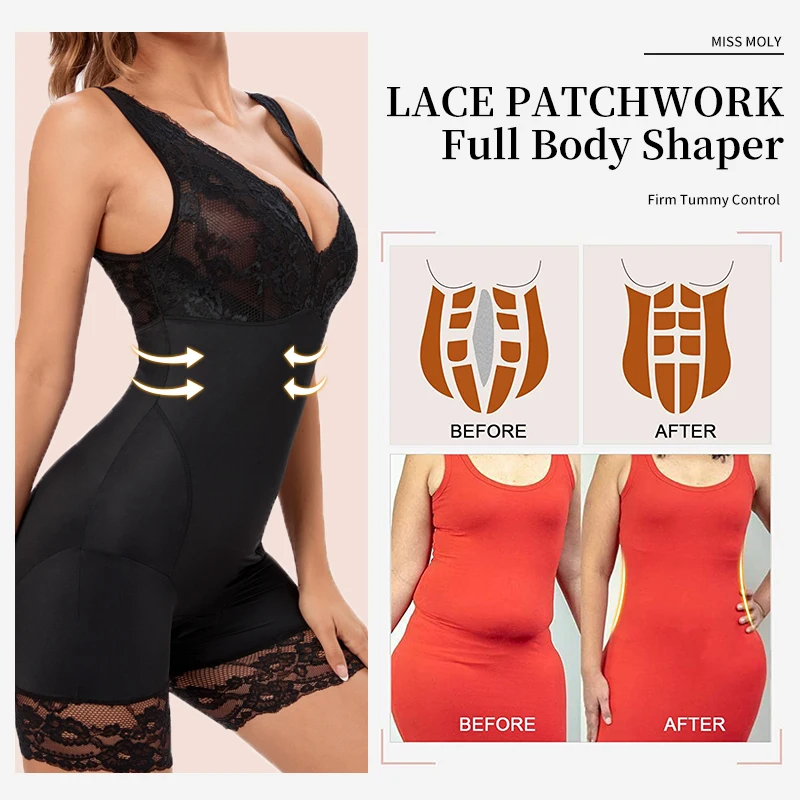 Shapewear Women Full Body Shaper Slimming Bodysuits Lace Corset Waist Trainer Shaping Underwear Postpartum Recovery Sheath