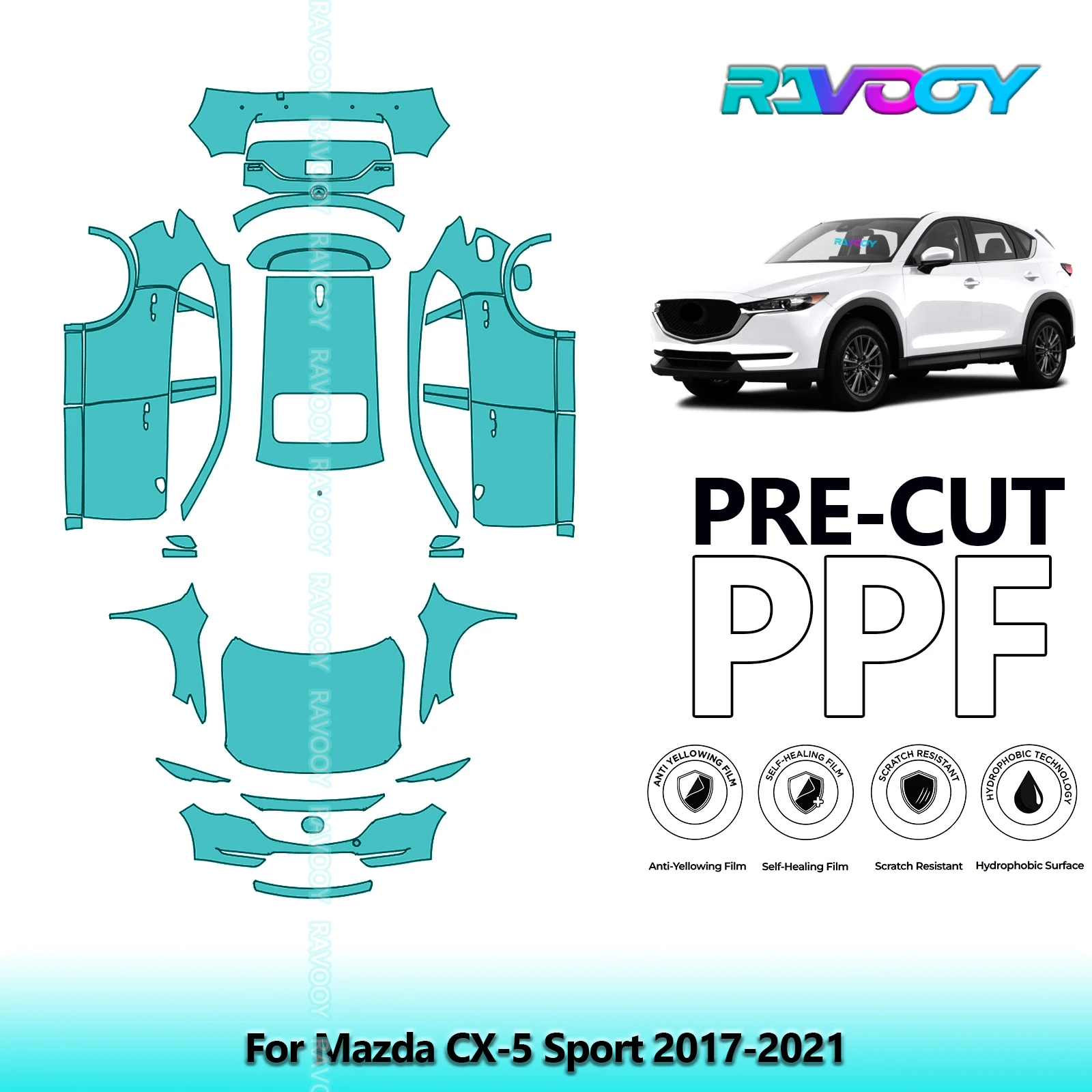 

8.5Mil Precut PPF Paint Protection Film Full Vehicle For Mazda CX-5 Sport 2017-2021