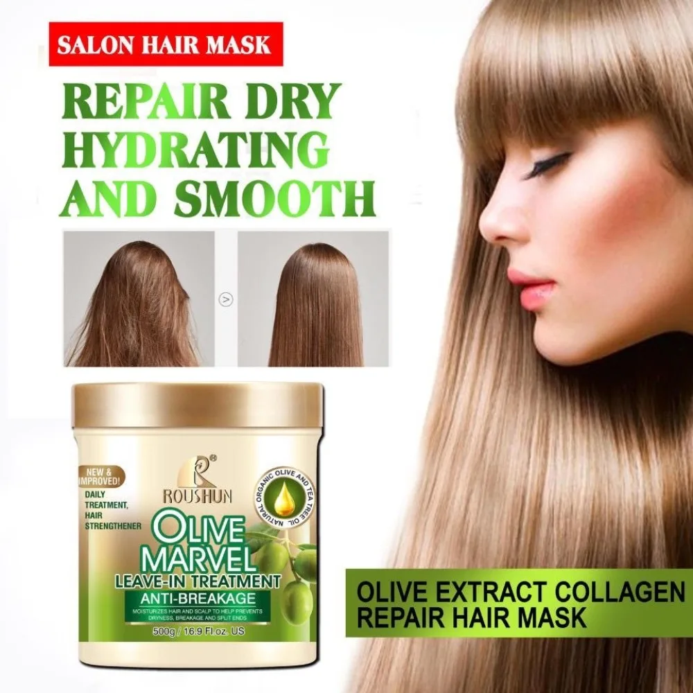ROUSHUN OLIVES Hair Mask Curly Straight Hair Care Deep Conditioning Protein Treatment Intense Moisturizing Smooth Frizz Control