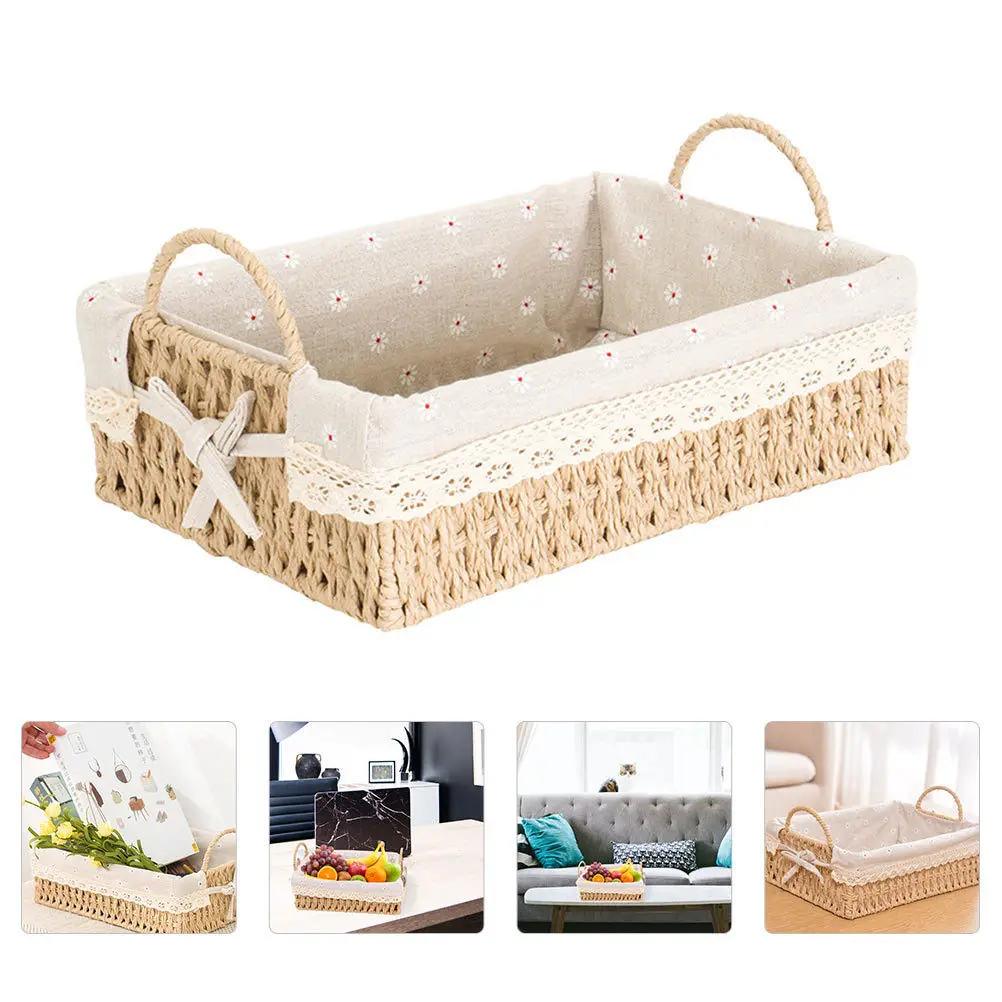 

1Pcs Woven Storage Basket Handmade Flower Container for Home Decor Rustic Farmhouse Style Natural Rattan Basket for Flowers