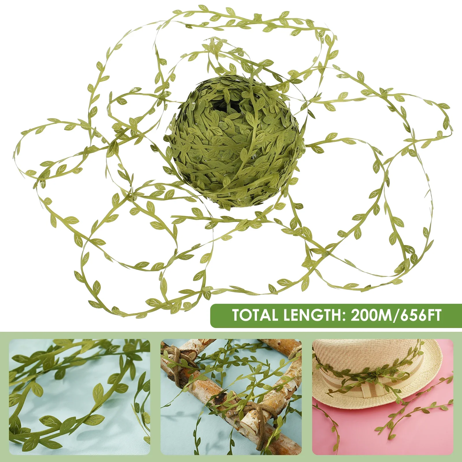 Nastro per foglie artificiali Squisito versatile Stringa di vite verde Piuttosto finte piante sospese Foglia Riutilizzabile Foglia verde