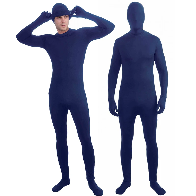 New Arrival Blue Invisible Man Carnaval Halloween Fancy Dress Up Zentai Skin Suit Green Disappearing Men Adult Costume view 2