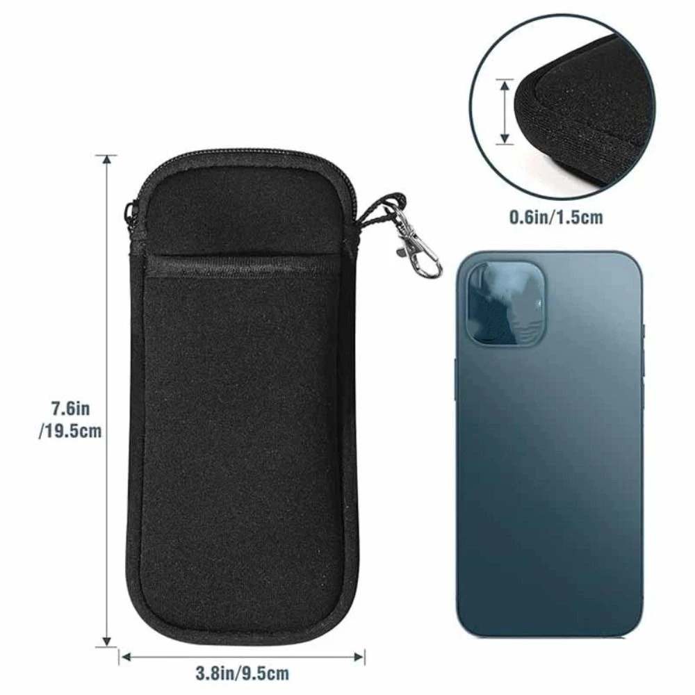 Estuche suave para gafas portátil con hebilla, bolsa para teléfono con cremallera, resistente al desgaste, ultraligera, almacenamiento para teléfono móvil