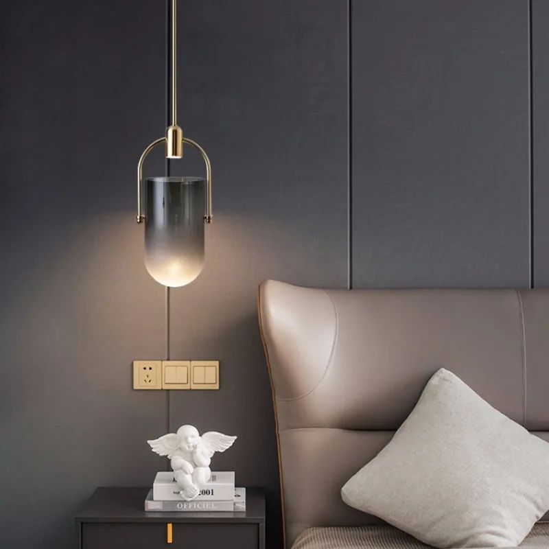 

Nordic glass living room pendant light, modern, simple, creative, atmospheric, study, bedroom, bedside, high-end pendant light