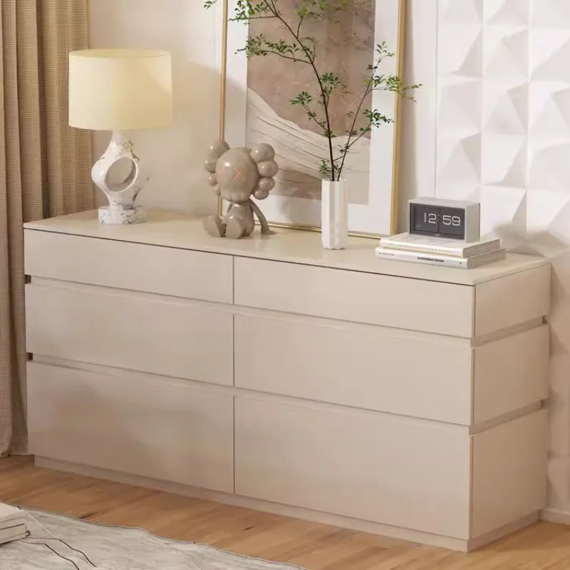 Solid wood paint chest, simple modern bedroom, bedside cabinet, cream wind against the wall, living room drawer cabinet, storage