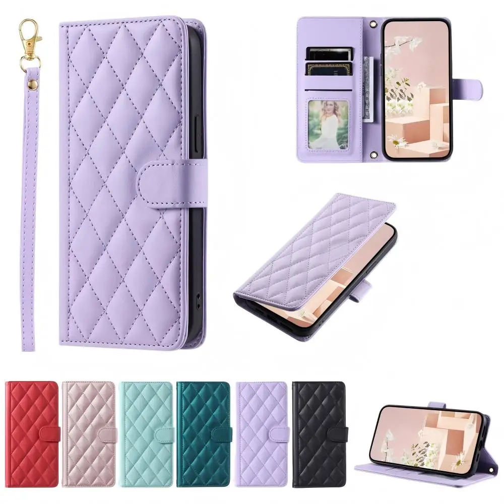 

Flip Leather Grid Phone Case For Honor 400 Pro Lite 400 Smart X7d 5G Card Slot Protective Shell Shockproof Back Cover