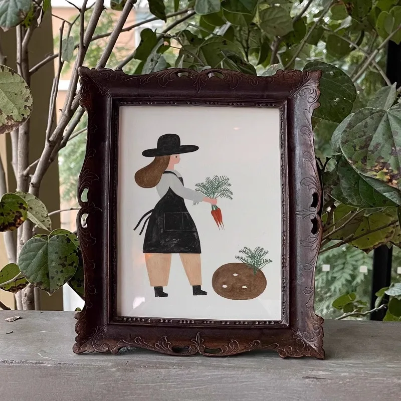 

Handmade decorative painting engraved hanging painting illustration porch ornament relief photo frame table gift