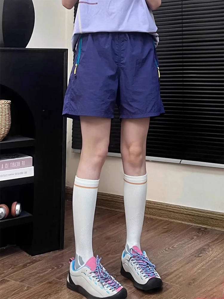 Ropa de trabajo Spor Qui-Dry para mujer, pantalones deportivos morados, bádminton al aire libre, pantalones informales duraderos de cinco cuartos de longitud