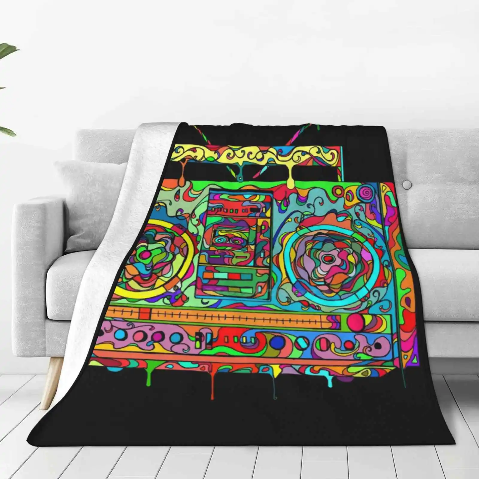 Boom Box Trend Style Funny Fashion Soft Throw Blanket Music Pop Colture Psychedelic Designer Abstact Boom Box Retro Cool Hip