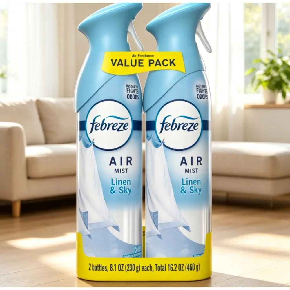 Linen and Sky Scent Air Freshener Spray Refreshing Fabric Mist for Home and Car Long Lasting Odor Eliminator for Room Clothes and Bedroom Air Mist Air Freshener 2 Pack of 8.1 oz Each