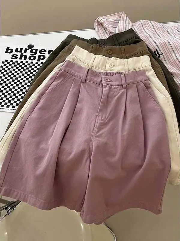 プラスサイズ カジュアル ルーズ ファイブクォーター オーツパンツ レディース プラスサイズ ニュートラル ワークウェア 無地 多用途 快適 オーツパンツ