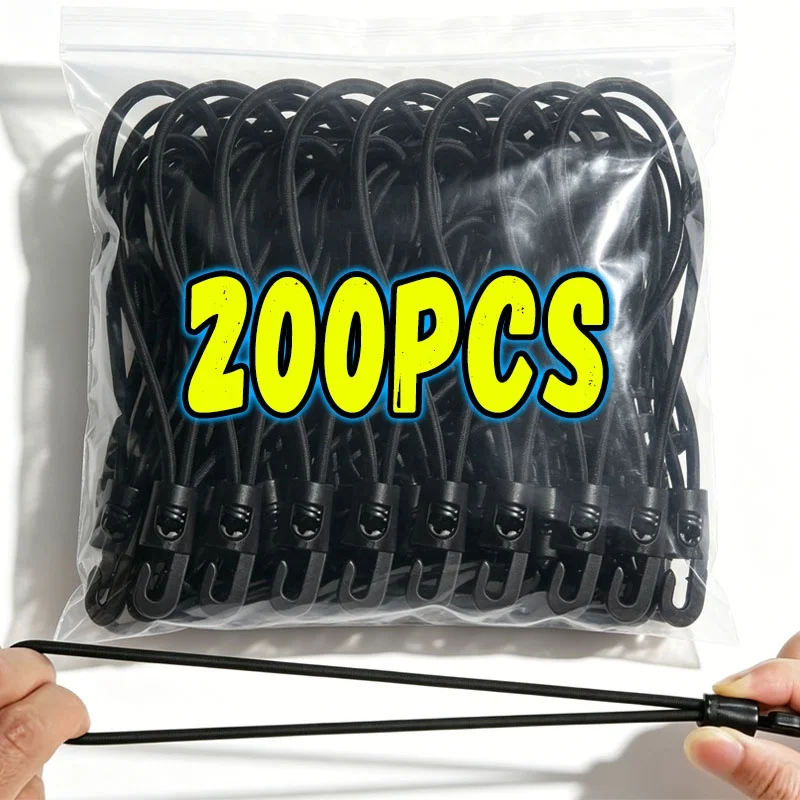 1-200pcs Bungee Cord with Hooks High Elasticity Expander with Hooks Rubber Tensioner with Hooks for Camping Tarpaulin