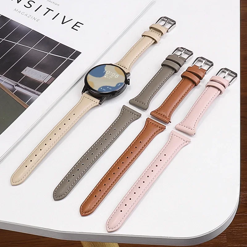 Кожаный ремешок 22 мм для Samsung Galaxy Watch 3/4/5 Pro, спортивный браслет, совместимый с часами 45 мм/46 мм, женский тонкий браслет