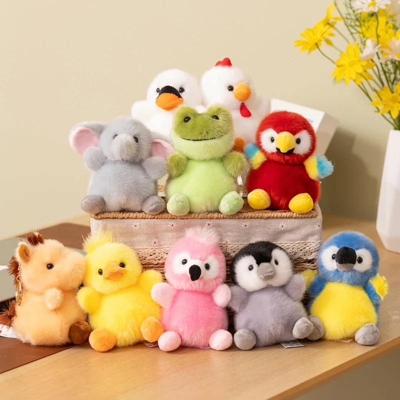 13cm Aimal Series Plush Toy Frog Penguin Duck Parrot Bean Bag Stress Relief Toy Bag Decro Pendent Delicate Gifts