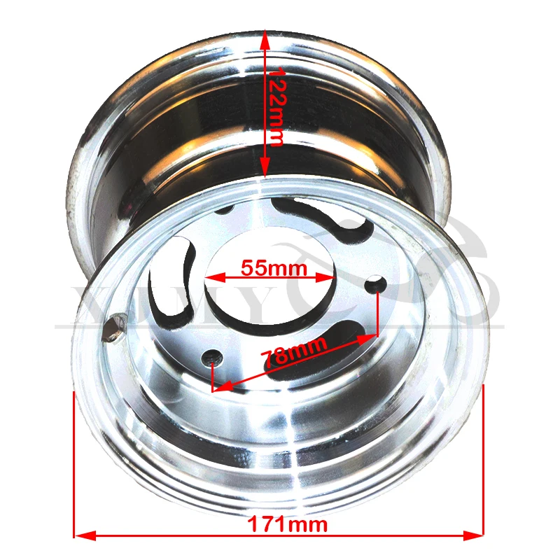 High Quality 13x5.00-6 13x6.50-6 15x6.00-6 145 / 70-6 Aluminum Wheel Rim 6 Inch Atv Go Kart Wheel Rim