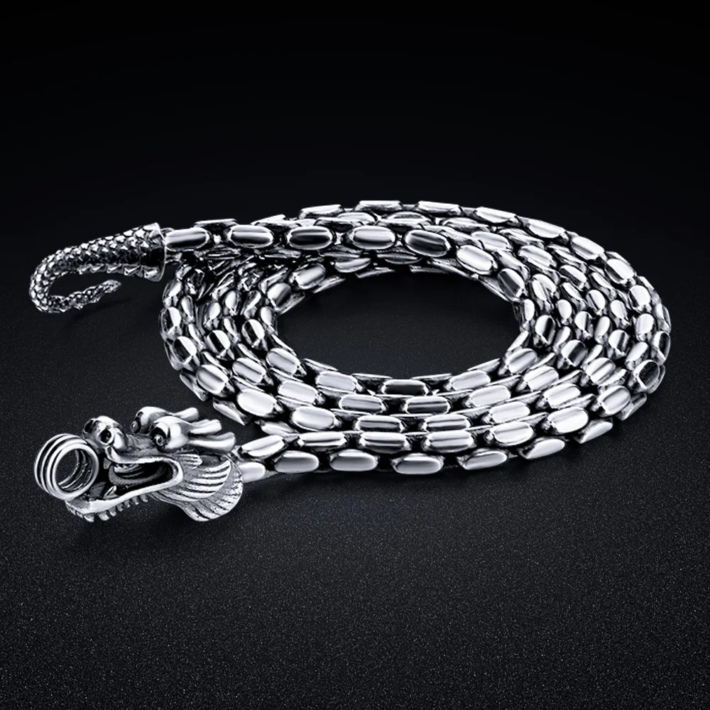 

Fashion Dragon Chain For Men/Women Ancient Method Production 925 Silver Dragon Bone Necklaces Fine Jewelry Choker Neck Jewelry