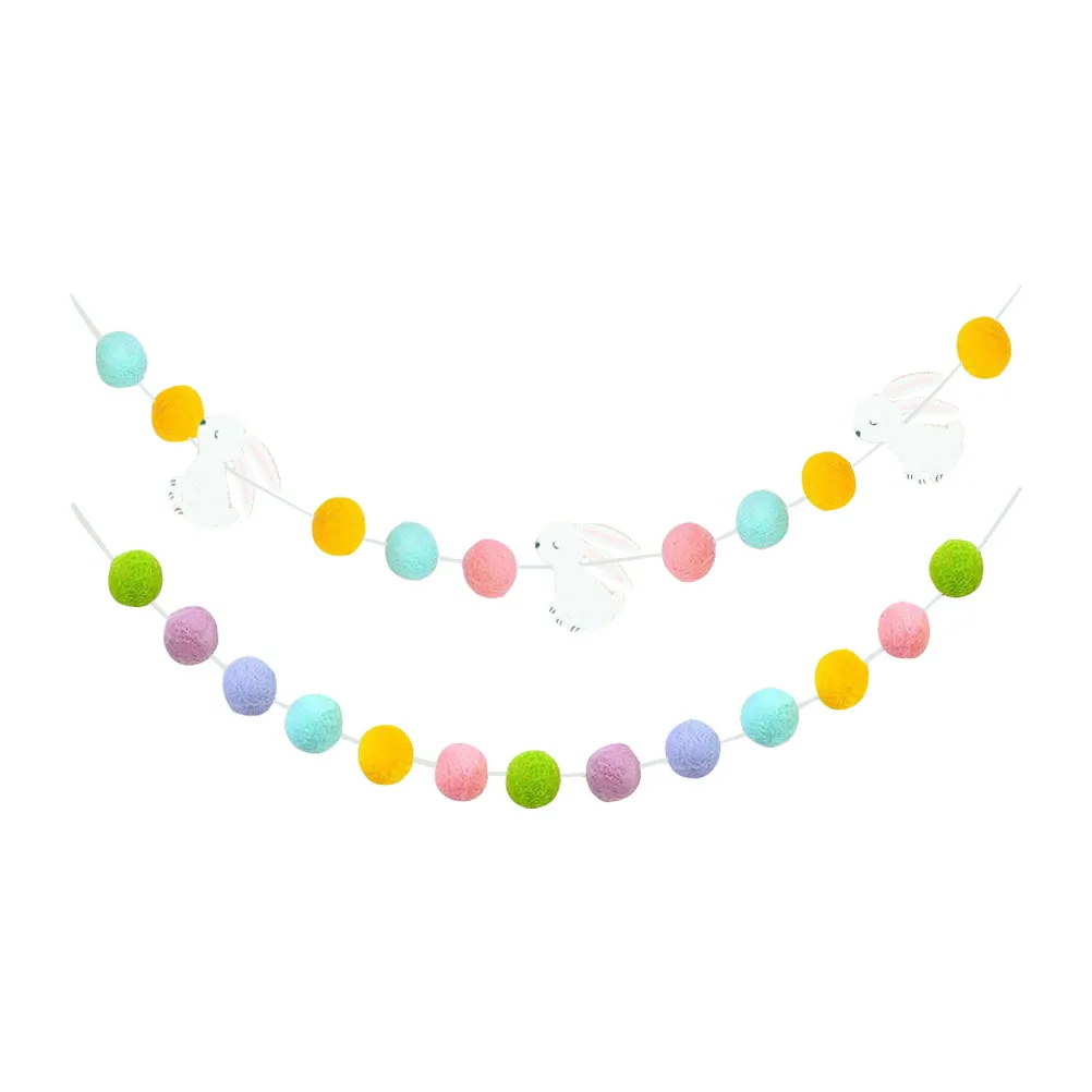 

2Pcs Rabbit Tassel Banner Easter Party Decor Hair Ball Bunny Hanging Decoration for Home Festival Celebration Event Supply