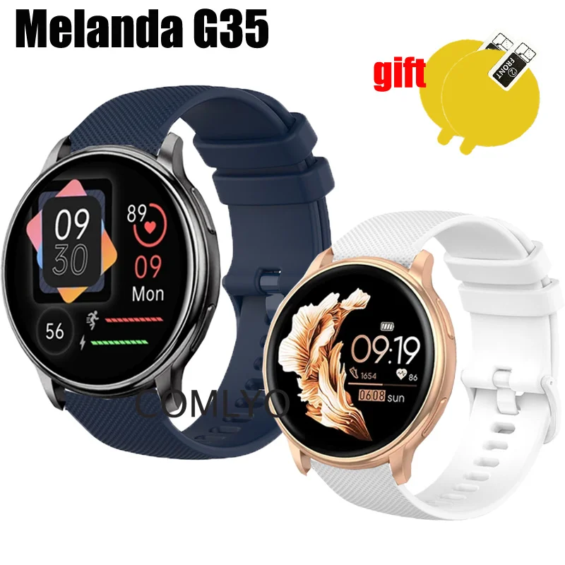 BAND For Melanda G35 Strap Smart watch Silicone Soft Belt Women men Bracelet Screen Protector film for Men Women