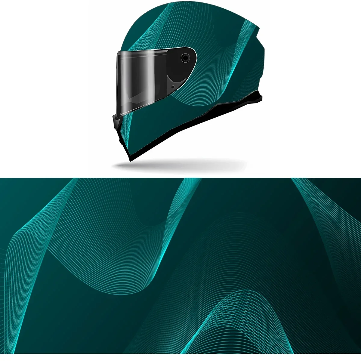 Adesivo de Vinil para Capacete de Motocicleta com Luzes Neon Realistas e Linhas Onduladas, Gráfico de Corrida, Decalque Decorativo para Capacete