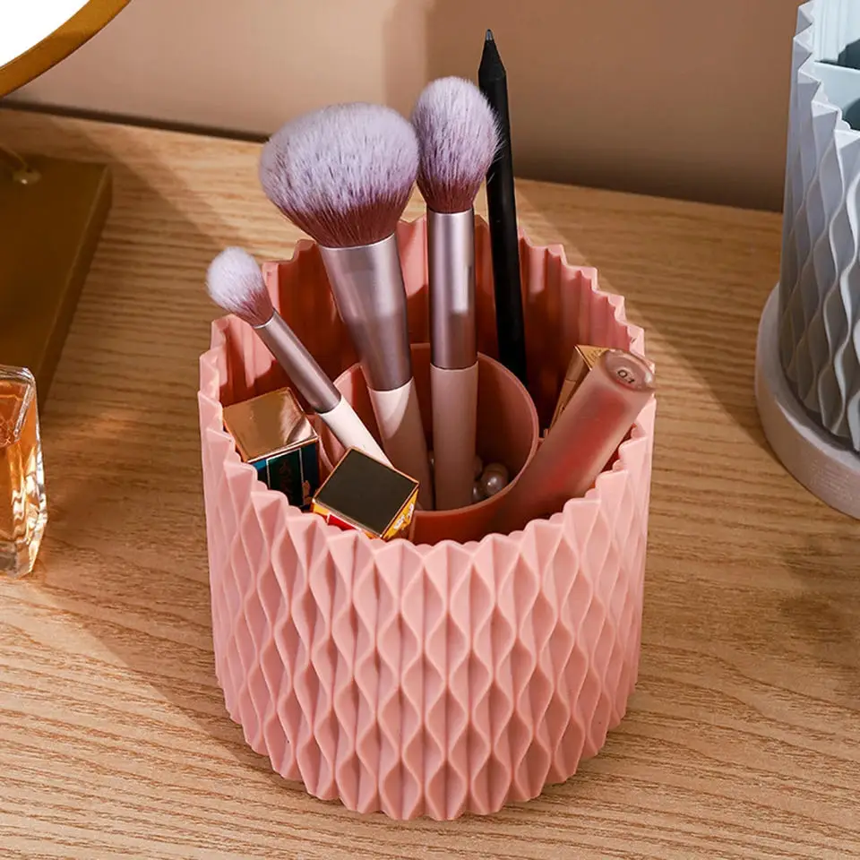 Rotating Makeup Brush Cup Holder Storage Box Organizer Multi-functional Desktop Eyebrow Pencil Makeup Brush Organizer Holder