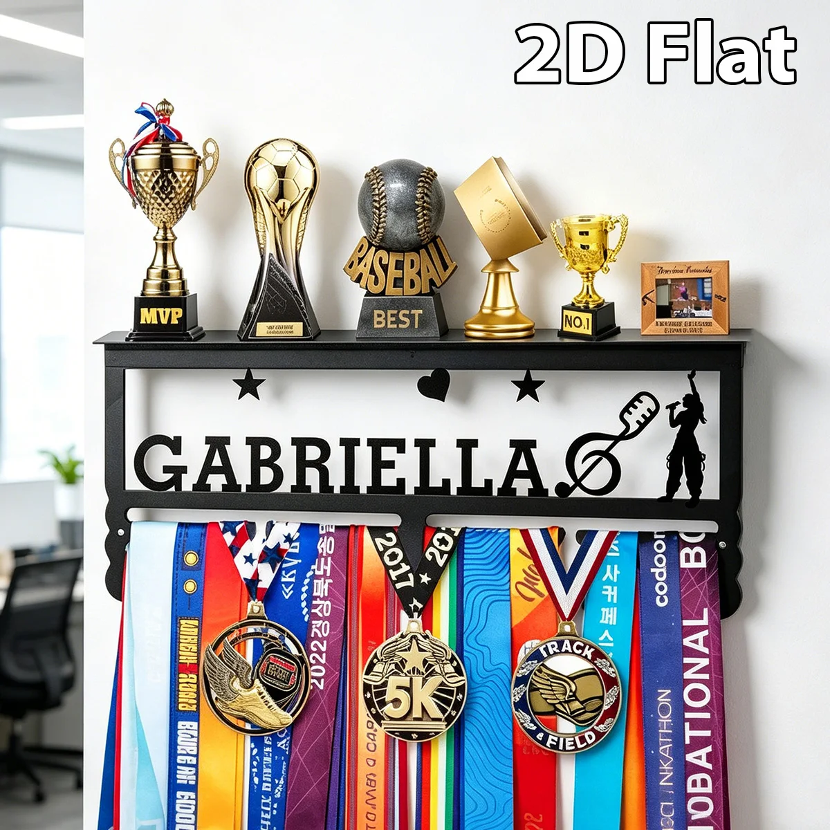1Pc Custom Moving music Metal Medal Holder Rack,Hang Metal Wall Art,Home Decor Sports Award rack storage rack,Birthday Gift
