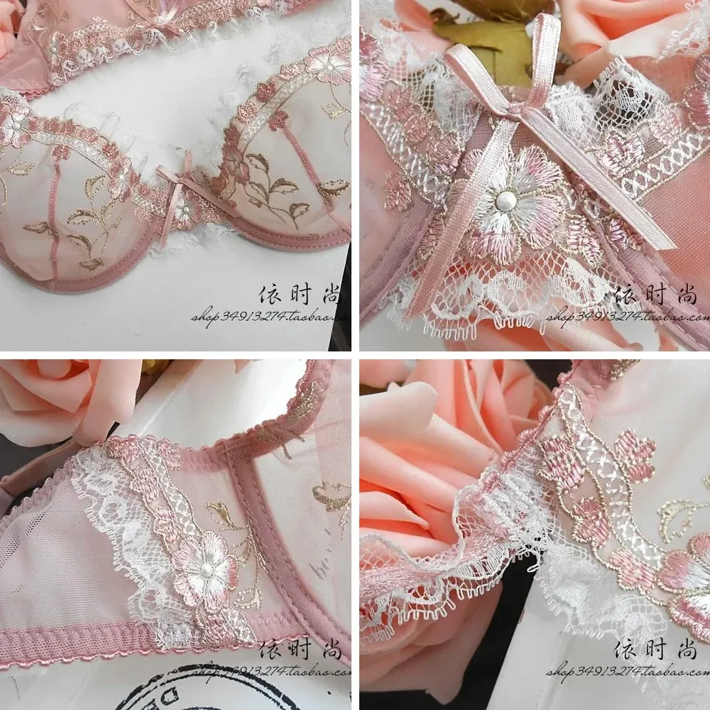 

2023 Sexy Lace Underwear Set for Women, Plus Size Embroidery Bra & Panty Set, Sheer & Comfortable