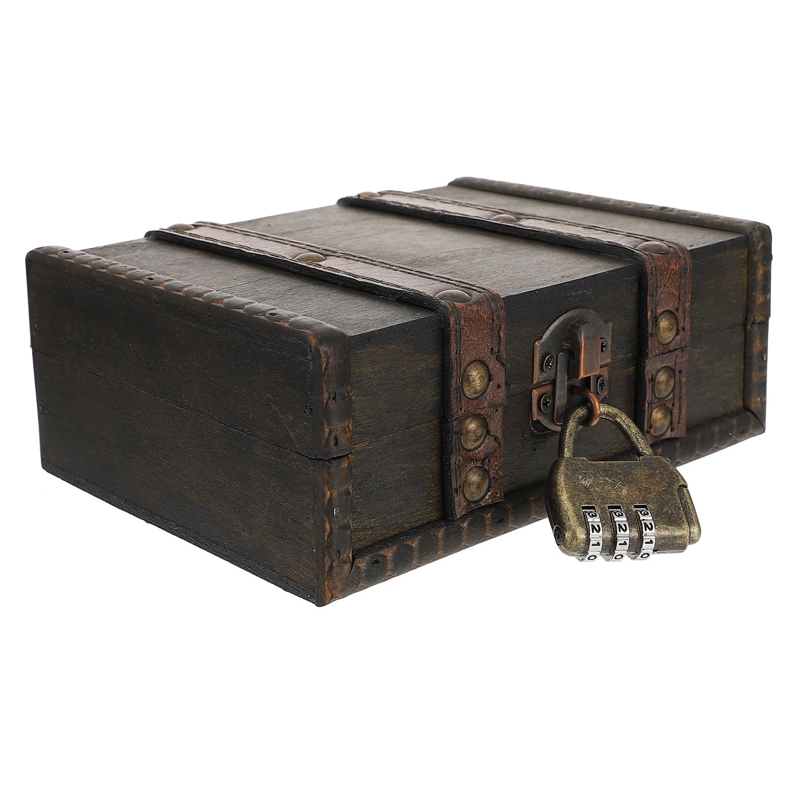 

1pc Rustic Wooden Storage Box with Lock for Jewelry Sundries Home Organization Decorative Container Suitable Desk Bedroom Living
