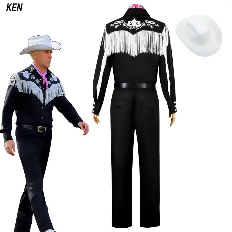 qa156NEW فيلم مارجوت روبي باربي كين تأثيري للرجل البالغين الأسود البقرة الصبي هالوين ازياء الوردي بذلة لعب الأدوار