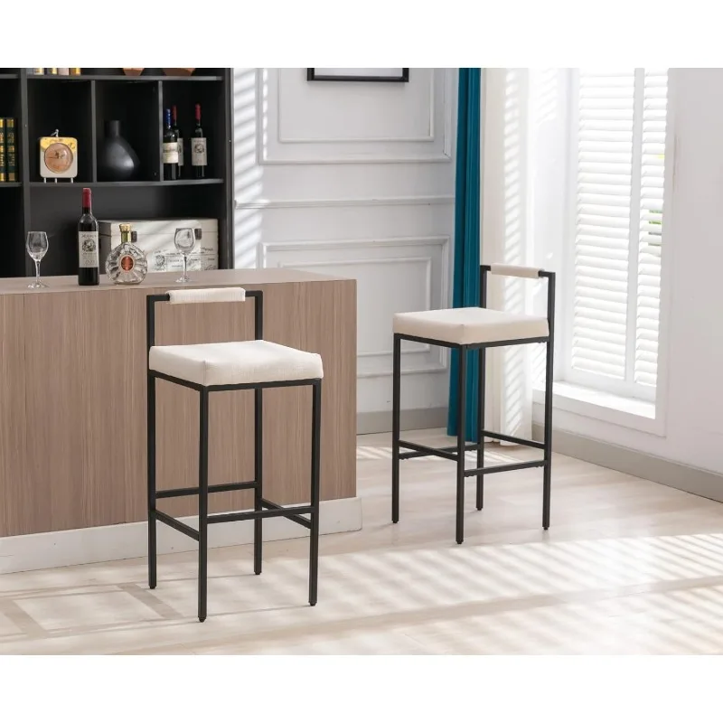 Modern Bar Stools com Costas, Barstools Altura Alta, Bancadas, Cozinha Ilha Estofados, Conjunto de 2