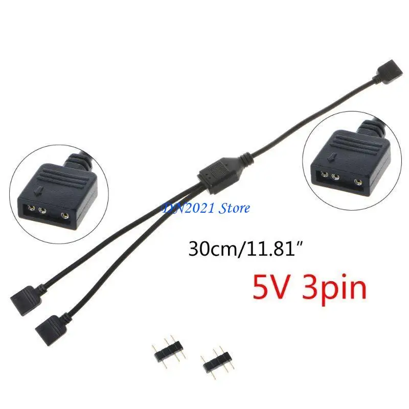 F3KE 5V 3Pin RGB Splitter Cable CPU Cooler Extension Cable Connector Adapter Cord Wire PC Fan Power Extension Cable Converter